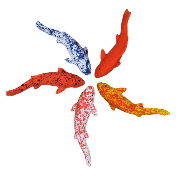 Raindrops Miniatures Figurines Mini Koi Fish Blue White Resin Office Decoration 5pcs