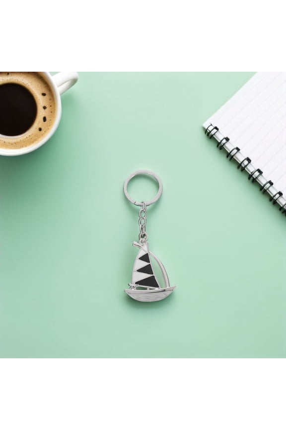 Sailboat Keychain Black Metal Nautical Gift for Bag Sailing Enthusiasts