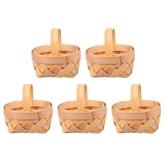 Raindrops 5Pcs Small Weave Basket Bamboo Decoration for Weddings