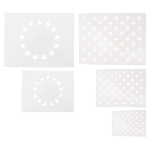 Raindrops 5Pcs Star Stencils for Crafts White PET Versatile Templates Artists Home Decor Independence Day
