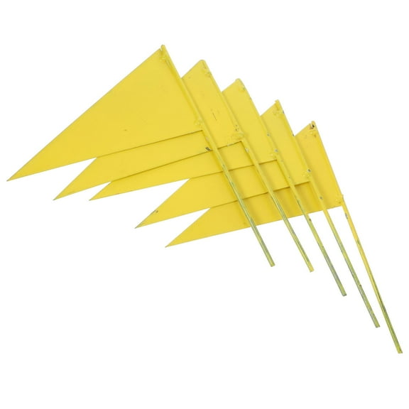 Raindrops 5Pcs Triangular Iron Marking Flags for Gardeners Yellow 11.8X6.1in