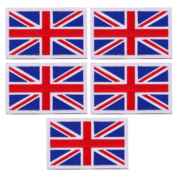 Raindrops 5Pcs British Flag Patch Handcrafted Embroidered Badges for Clothes Hats Backpacks Decoration
