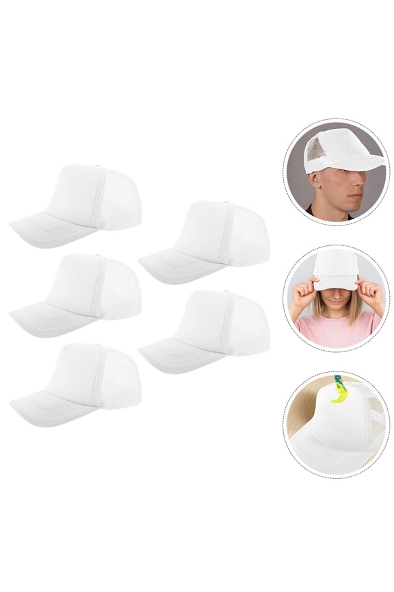 5Pcs Polyester Mesh Baseball Hats Sublimation Patches Blank Caps for Casual Wear