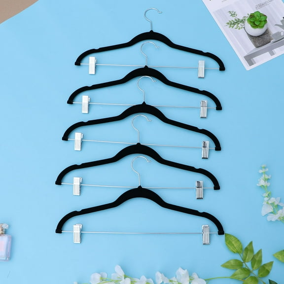 Raindrops 5Set Hanger With Clips for Pants Indoor Use Non Slip 42x9.3x0.4in