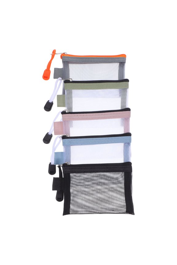 5Pcs Multifunctional Assorted Color Mesh Makeup Pouch Set for Travel