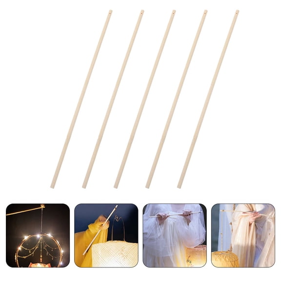 Raindrops 5pcs Portable Lantern Sticks Wood Lanterns Poles Wood Lantern Handles Diy Supply