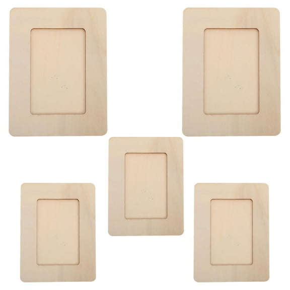 FOMIYES 5-Piece Beige Wooden Picture Frame Set for Family Photos, Craft Projects, and Home Decor Display