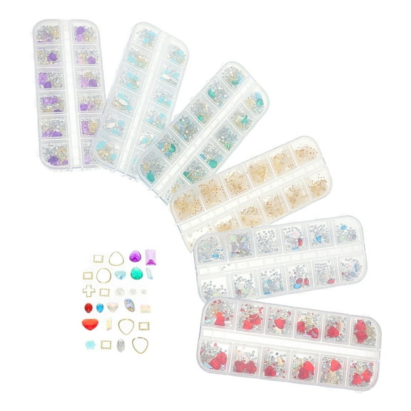Raindrops 6 Box Festival Face Gems Gel Nail Decorations Shiny Rhinestones