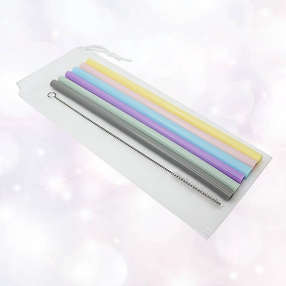 LABRIMP 6Pcs Premium Food Grade Silicone Beverage Straws Assorted Colors for Home and Party