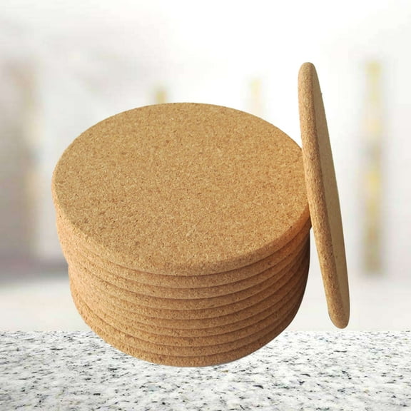 Raindrops 6 PCS Tabletop Cork Coasters Round Mats Waterproof