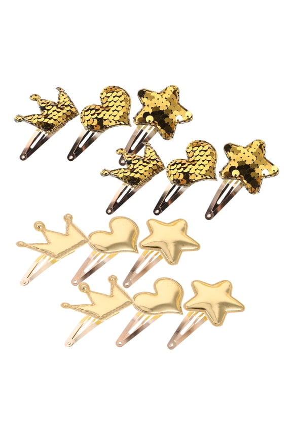 Princess Hair Accessories, Gradient Design, Star and Heart Shapes, Lightweight, 6Pairs