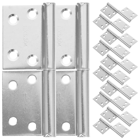 Raindrops Metal Hinges Flag Hinge Easy Removal Silver Door Hardware 6 Pairs
