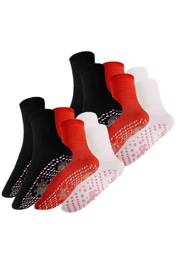 6Pairs Per Set Heat Socks for Men and Women Winter Heating Cotton White