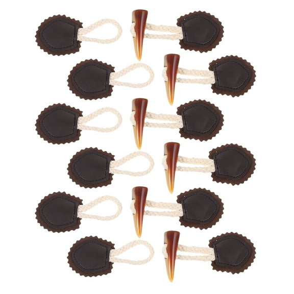 Raindrops Fashion 6 Pairs Black Resin Horn-Shaped Sew-On Toggle Buttons for Clothing and Crafts