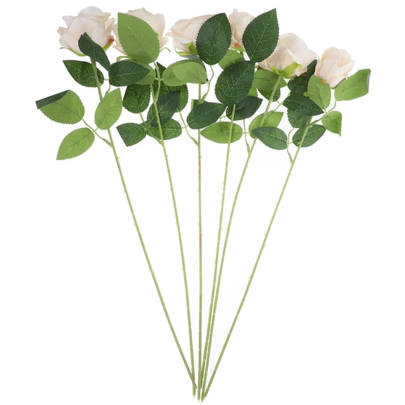 Raindrops 6 Pcs Artificial Rose Realistic Branches Simulation Faux Stems Fake Flowers Bride