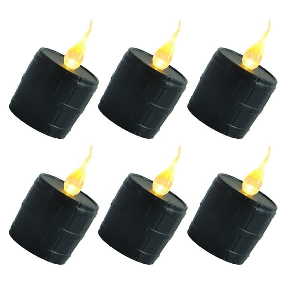 Raindrops 6 Pcs Bougie Flickering Battery Operated Candles 10.3x6cm Black