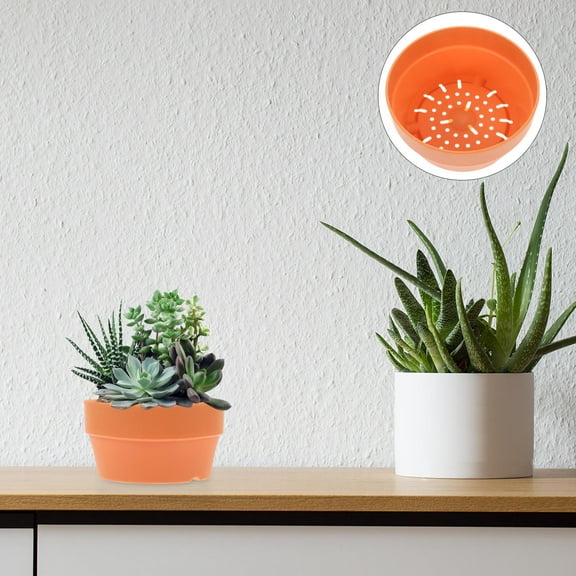 Raindrops 6 Pcs Clay Pot Imitation Clay Flower Pot Practical Flower Pot 12.5x10.1cm Orange