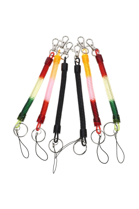 6 Pcs Coil Wristbands Spring Chain Non-slip Lanyard Keychain