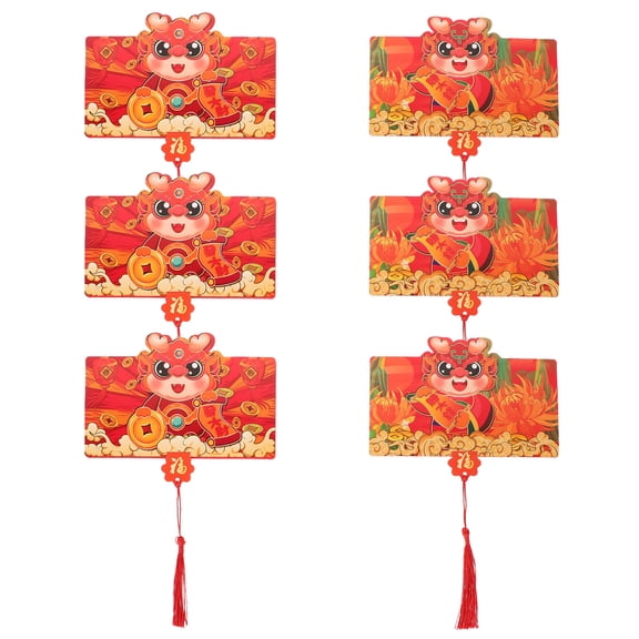 DEMACRIO 6Pcs Red Rectangular Envelopes for Chinese New Year and Wedding present Giving