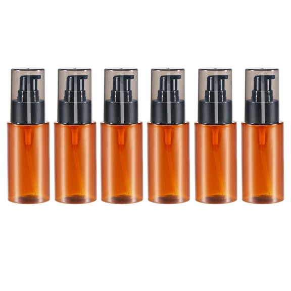 LABRIMP Set of 6 Brown Plastic Cosmetic Storage Bottles, and Portable Travel Containers for Toiletries