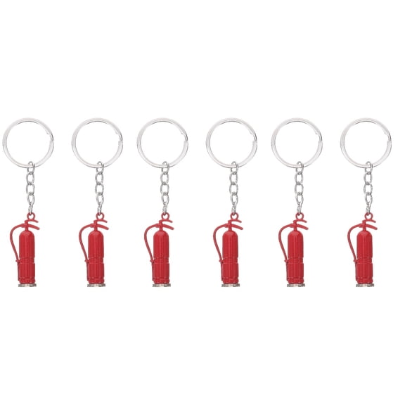 Raindrops 6 Pcs  Firefighter Keychain Fireman Keyring Firefighter Bag Hanging Pendant Fire Extinguisher Charm