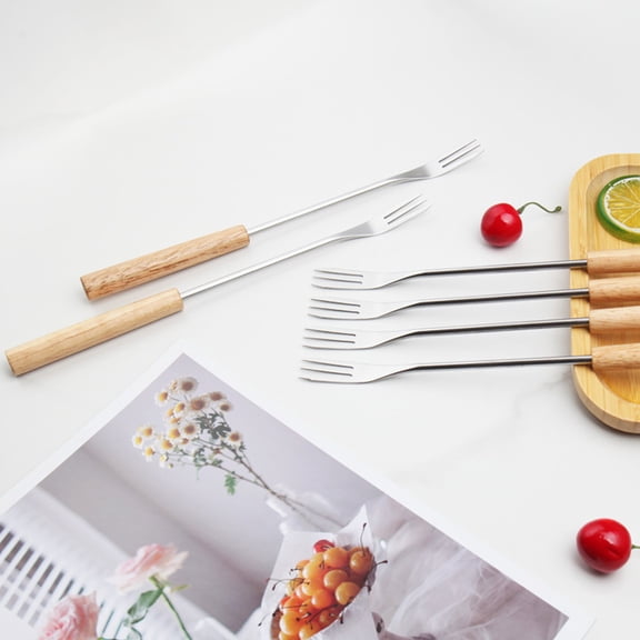 Raindrops  6 Pcs Hot Pot Fork Multiple Cheese Forks Stainless Chocolate
