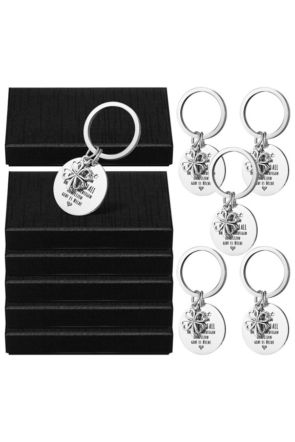 Lucky Keychain Set 6-Pack with Unique Key Charms and Pendants, Includes Storage Boxes, Key Holders