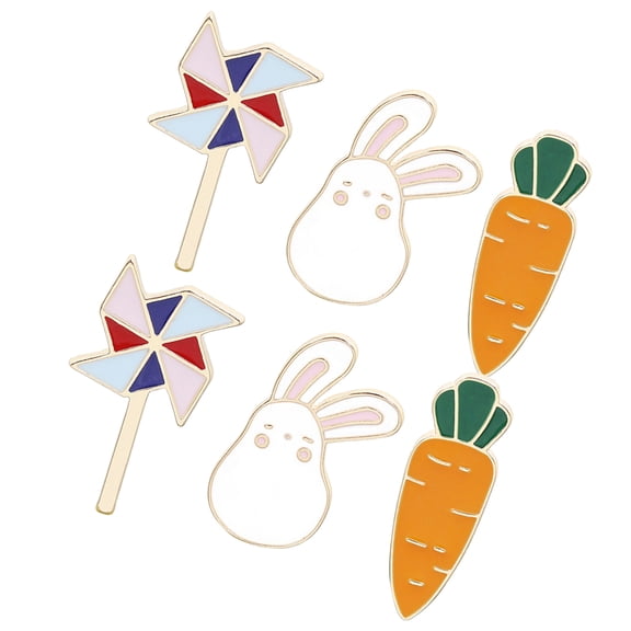 Raindrops 6 Pcs Enamel Brooch Set for Women - Windmill, , and Lady Pins, 3.2x1.1cm Stylish Accessories