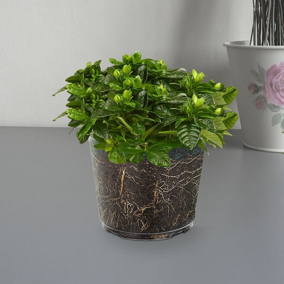 USHOBE Clear Plastic Nursery Plant Pots for Indoor Garden, Houseplants, Gardeners - Set of 6 Planting Containers