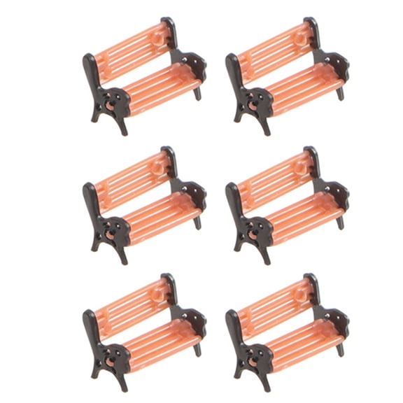 Raindrops Miniature Plastic Park Benches Set of 6 for Dollhouse Decor Realistic Design