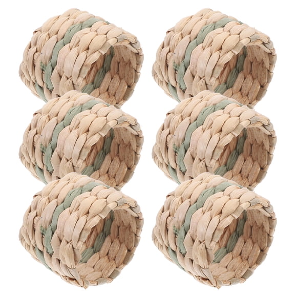Raindrops Farmhouse Rustic Napkin Rings Cattails Straw Wedding 6Pcs 1.9In