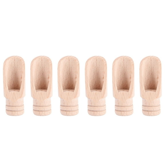 Raindrops 6-Pack Mini Wooden Salt Spoons, Small Multi-Function Kitchen Utensils for Seasoning and Serving