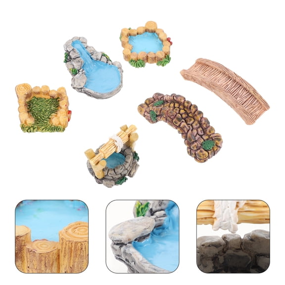 Raindrops Decorative Resin Models Fairy Garden Decoration 6Pcs 2.7x1.1in