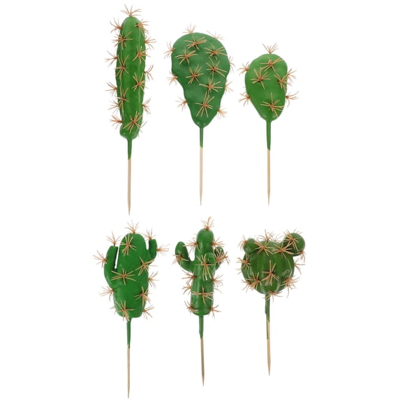 Raindrops  6 Pcs Simulated Cactus Adornments Tabletop Simulation Tropical Leaves Decor Plant Green