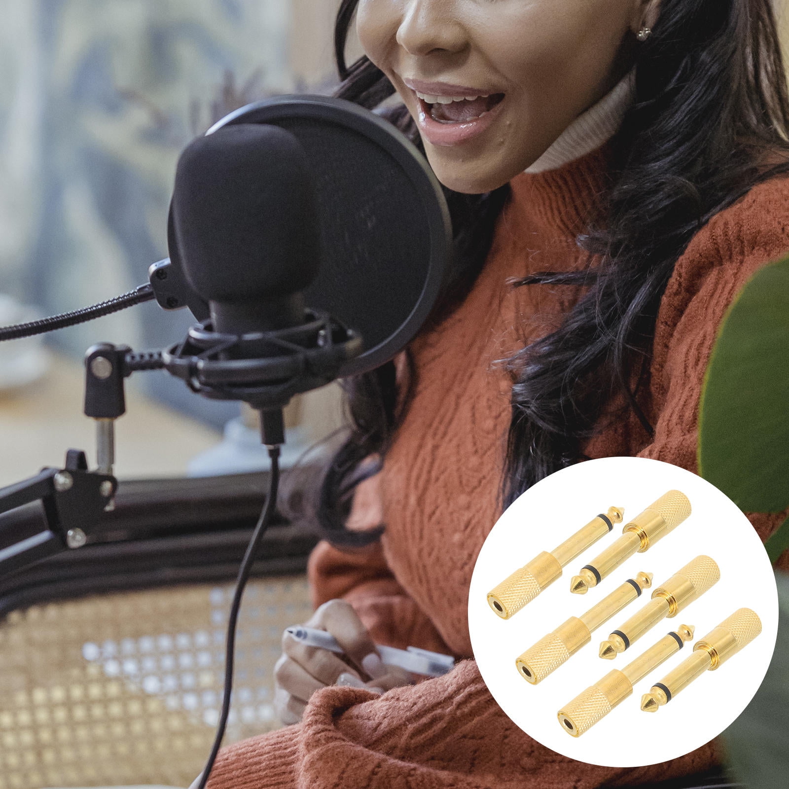 Raindrops 6 Pcs Speaker Audio Converter Mic Adapter Stereo Headphone ...