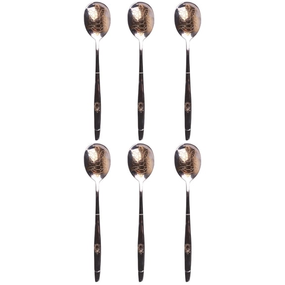 Raindrops 6 Pcs Stainless Steel Gold Plating Scoops Creative Turtle Pattern Multi-purpose Spoons Tableware Supplies