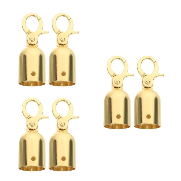 FOMIYES Compact Golden Stanchion Rope End Caps with Lobster Clasp for Home Use and Durable Performance 6Pcs
