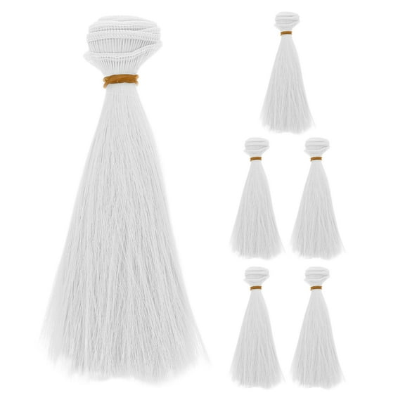Raindrops 6 Pcs Straight Synthetic Doll Hair Wefts Faux Hair Extensions for Making Dolls and Figurine Wigs Rerooting Crafting and Art Supplies