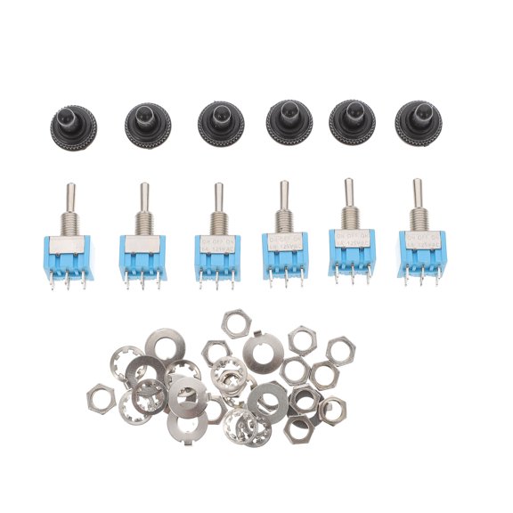 Kitandove Rocker Toggle Switch Assorted Color 6Pcs 1.3x1.3x1.3in