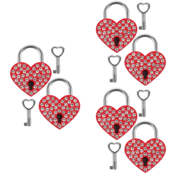 Raindrops 6 Sets Heart Lock Luggage Lock Adorable Locker Suitcase Lock Small Padlock With Key