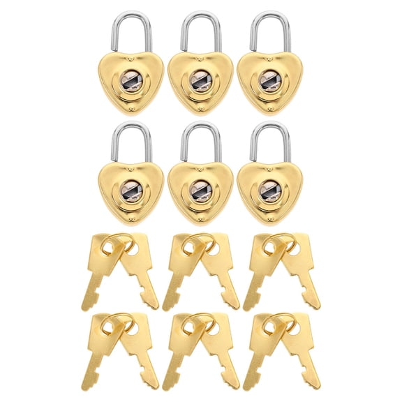 Raindrops 6 Sets Heart Shaped Padlock Zinc Alloy for Diary Luggage