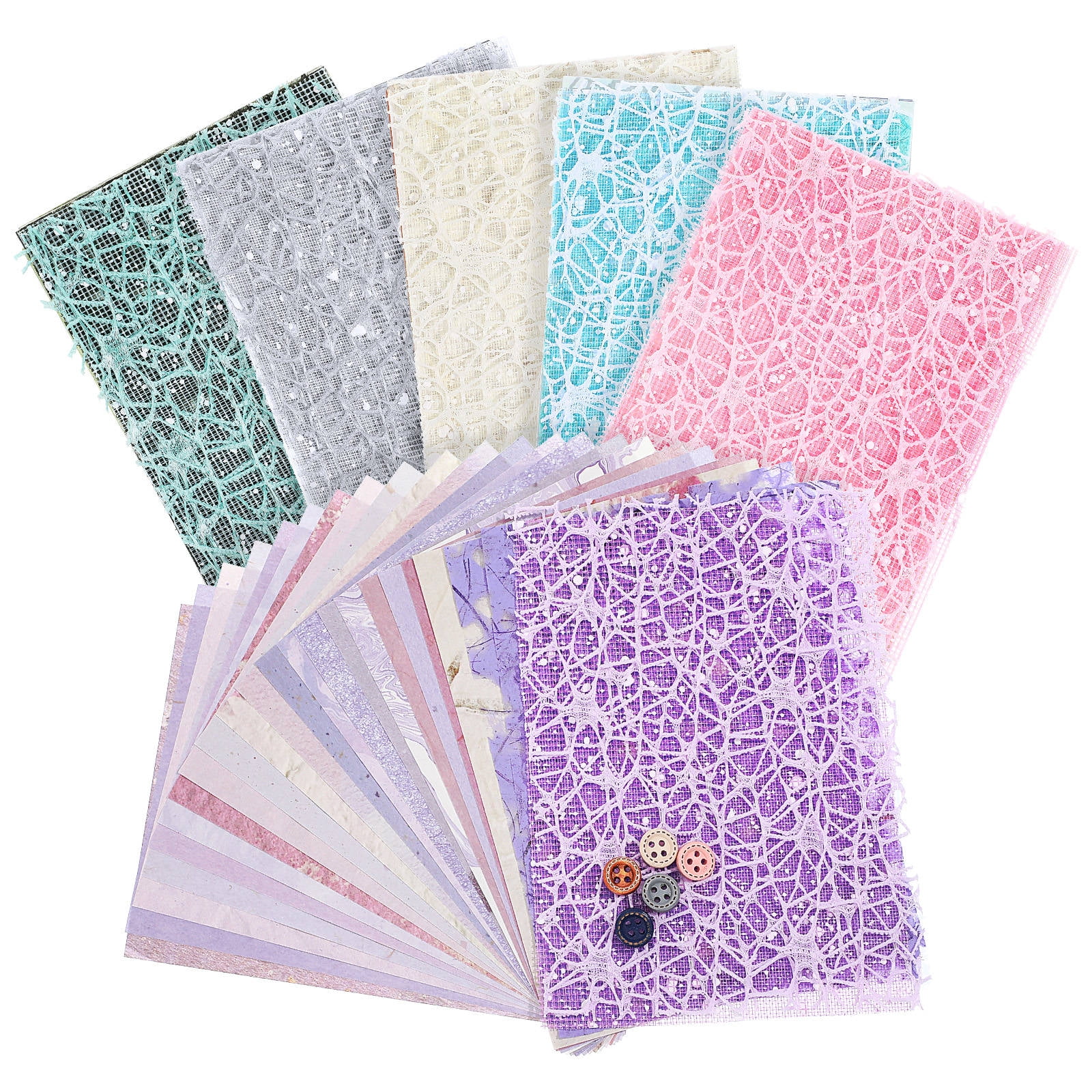 Raindrops 6 Sets Textured Scrapbook Paper Lace Mesh Sheet Junk Journal Background Retro Crafting Diy Planner Paper Scrapbook Accessories
