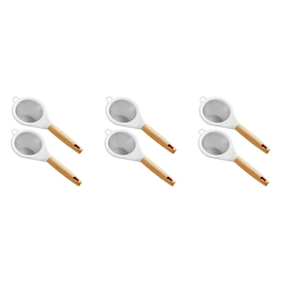 Raindrops 6 pcs  Fine Mesh Food Filter Flour Powder Straining Sieve Kitchen Small Colander With Wood Handle