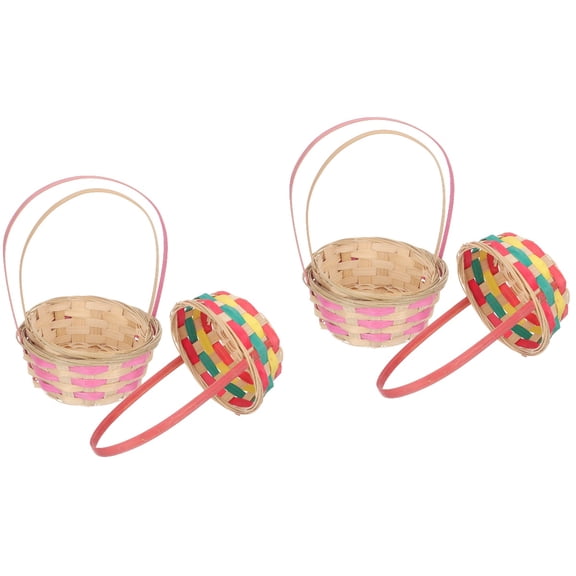 Raindrops 6 pcs Handheld Bamboo Basket Easter Egg Storage Basket Sundries Storage Container