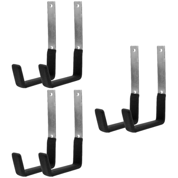CHICHUMID Heavy Duty Wall Mounted Hooks, L Shape Black PVC, Safe Practical Durable, Home and Garage, 6Pcs