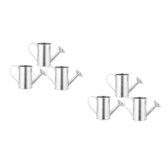 Raindrops 6 pcs Metal Flower Bucket Vintage Metal Pitcher Flower Vase Decorative Jug Vase Bucket Rustic Watering Can for Decoration Ornament Silver