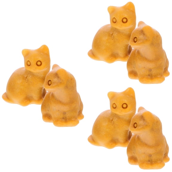 Raindrops 6 pcs Mini Cat Statue Crystal Mini Cat Sculpture Cat Figurine Animal Shaped Decoration Random Color/Style