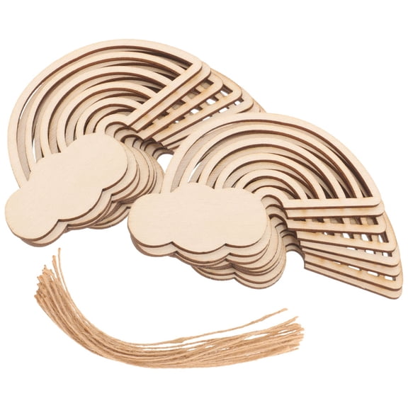 Raindrops  60 Pcs Blank Coasters for Crafts Rainbow Wood Chips Child