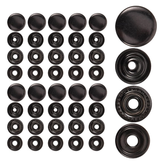 Raindrops Black Metal Snap Fasteners for Crafts, and Stylish, 60 Sets for Sewing and Accessories