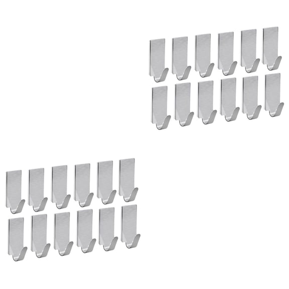Raindrops 60 pcs Self-adhesive Stainless Steel Door Back Hooks for Home Office (Silver)